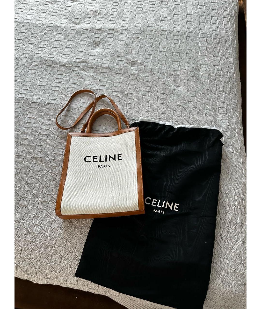 CELINE Бежевая деним сумка с короткими ручками, фото 2