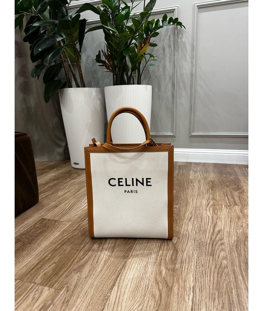 CELINE Бежевая деним сумка с короткими ручками, фото 6