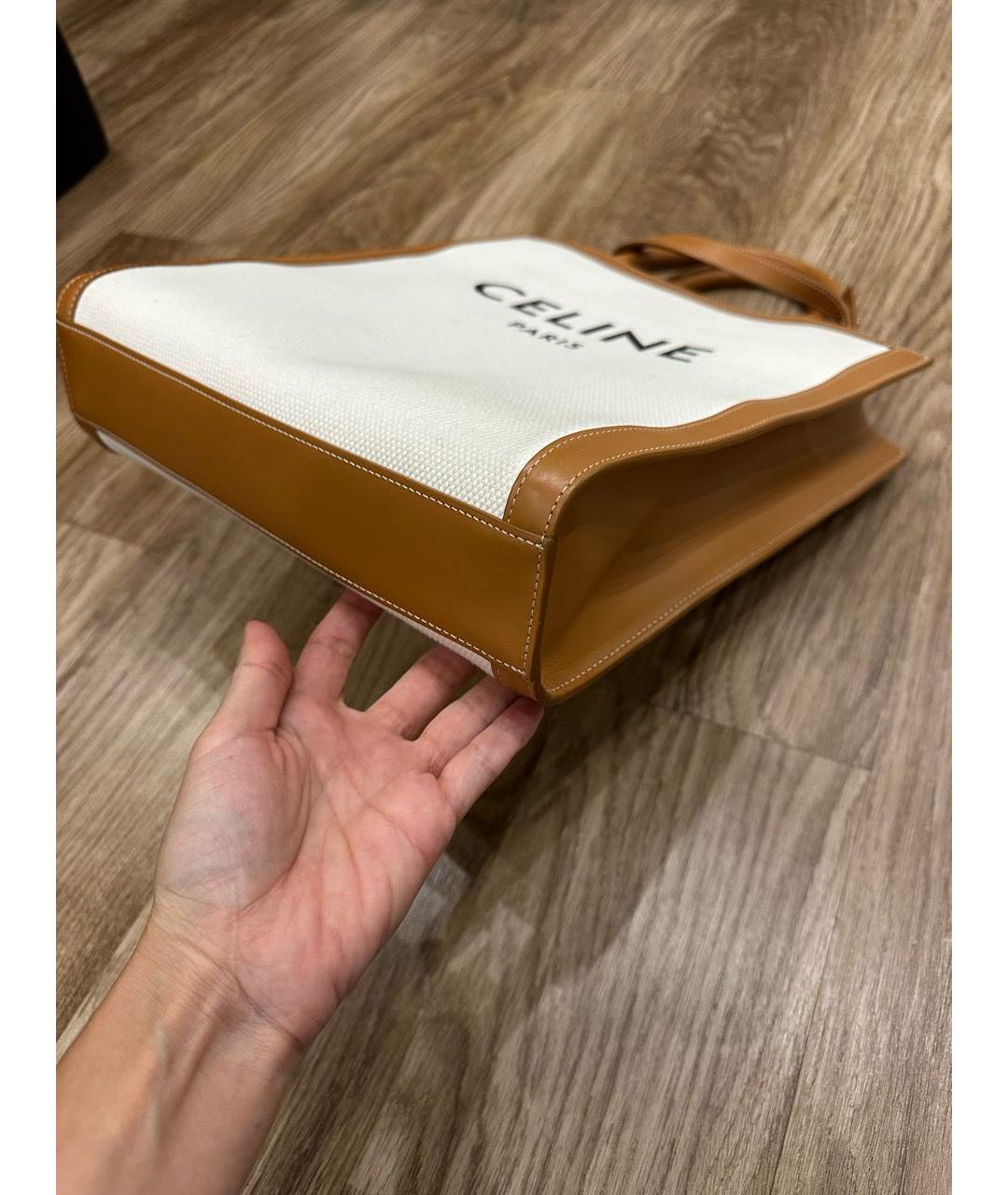 CELINE Бежевая деним сумка с короткими ручками, фото 4