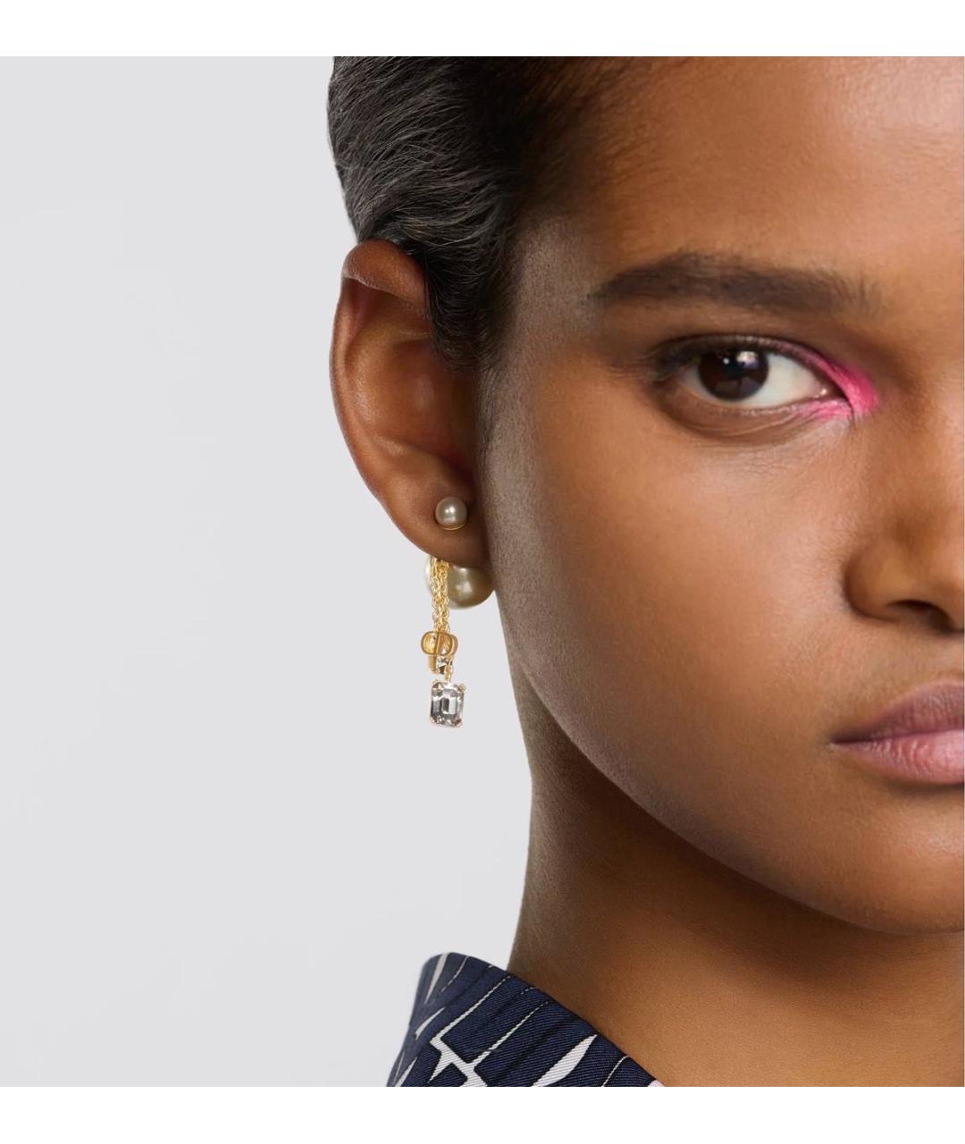 CHRISTIAN DIOR Золотые металлические серьги, фото 5