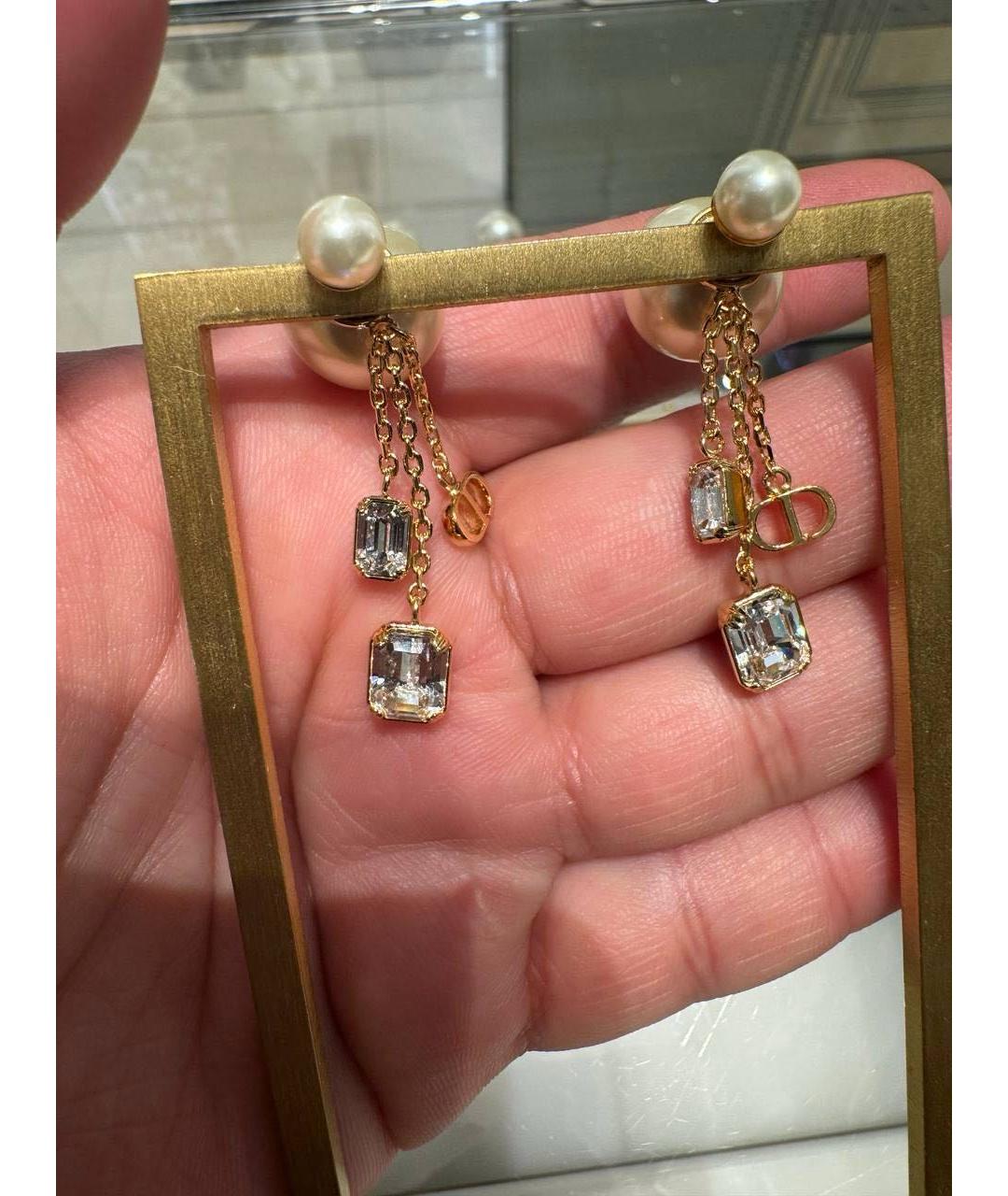 CHRISTIAN DIOR Золотые металлические серьги, фото 6