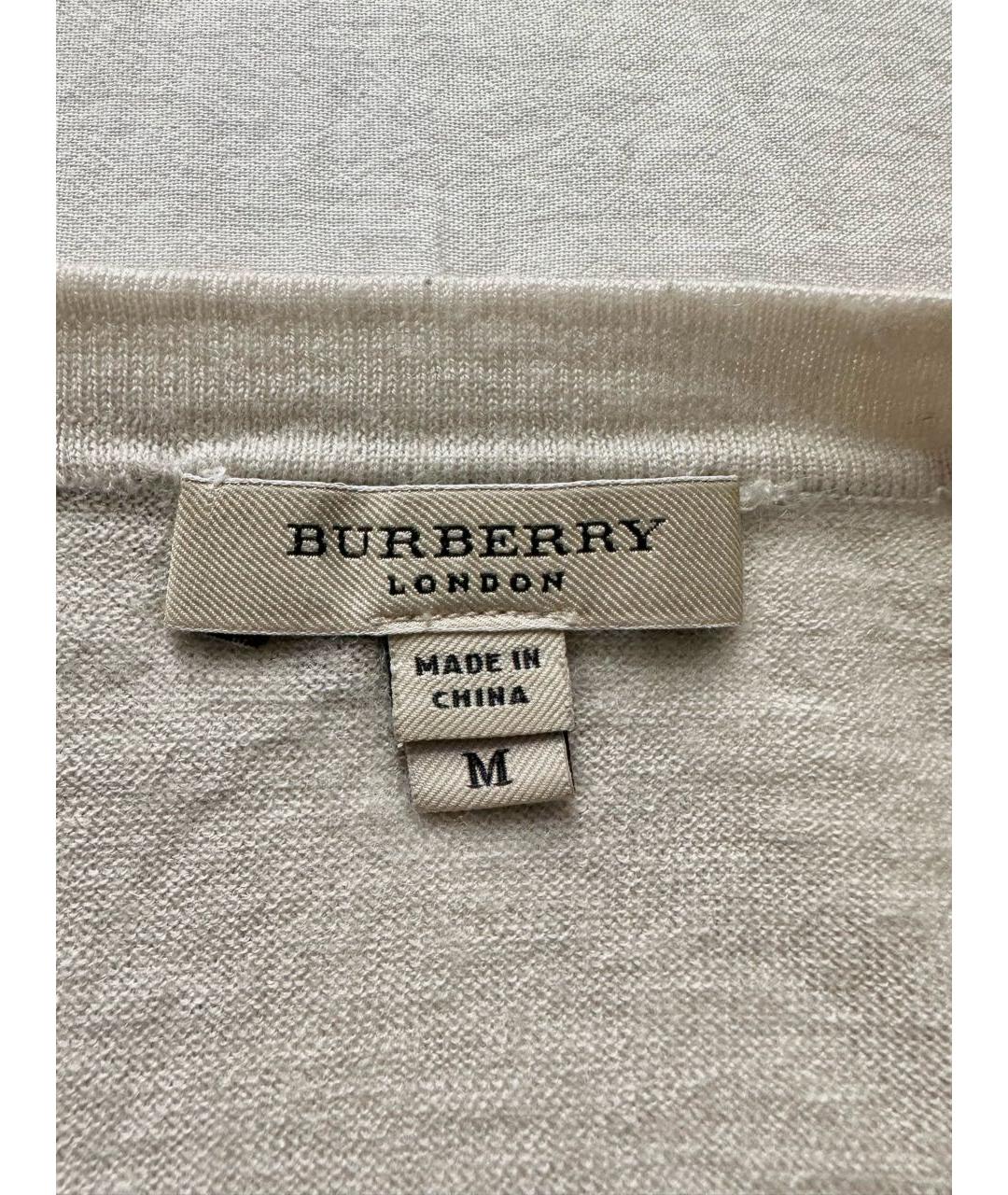 BURBERRY Бежевый шерстяной джемпер / свитер, фото 3