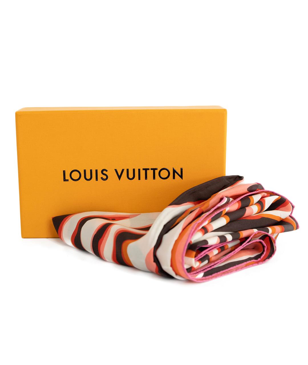 LOUIS VUITTON Розовый шелковый платок, фото 5