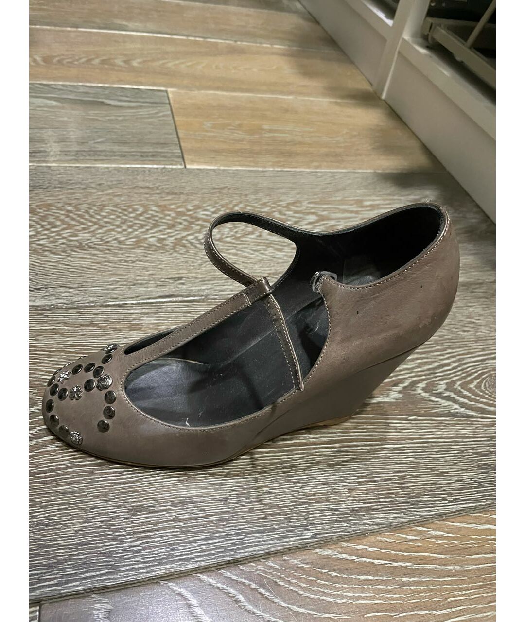 CHANEL PRE-OWNED Серые кожаные туфли, фото 5