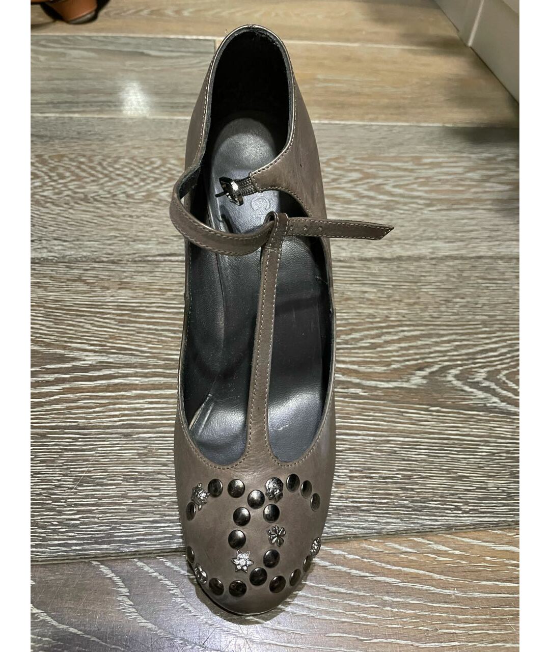 CHANEL PRE-OWNED Серые кожаные туфли, фото 3