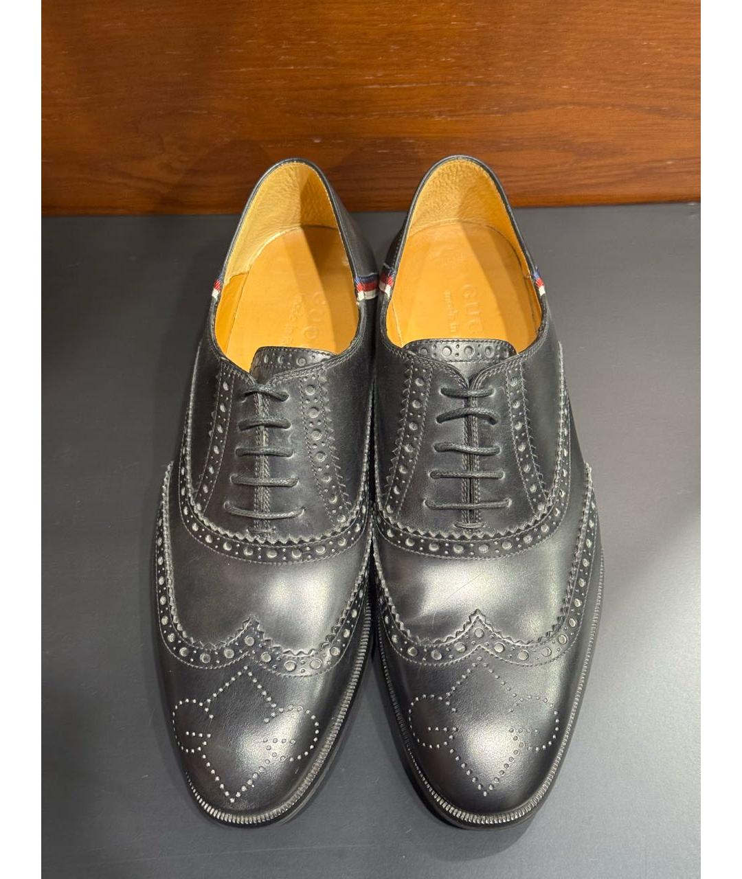 GUCCI Черные кожаные туфли, фото 2