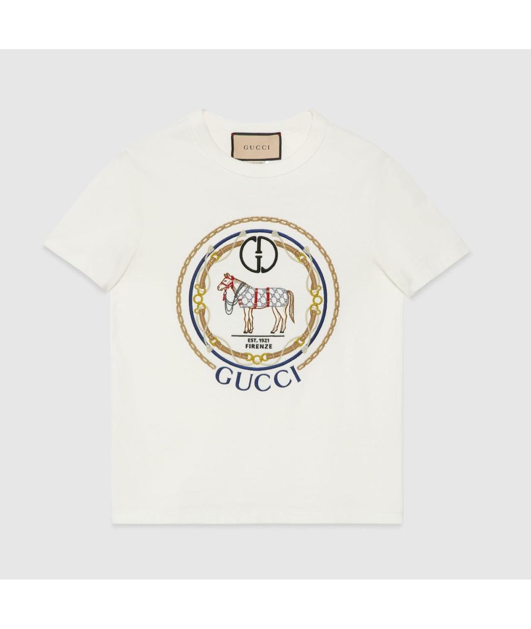 GUCCI Белая хлопковая футболка, фото 9