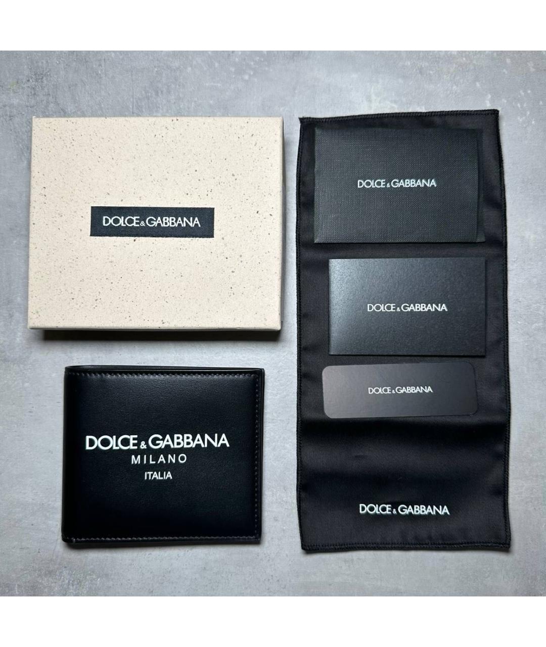 DOLCE&GABBANA Черный кожаный кошелек, фото 4