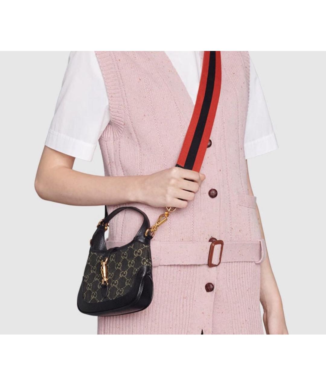 GUCCI Черная деним сумка с короткими ручками, фото 6