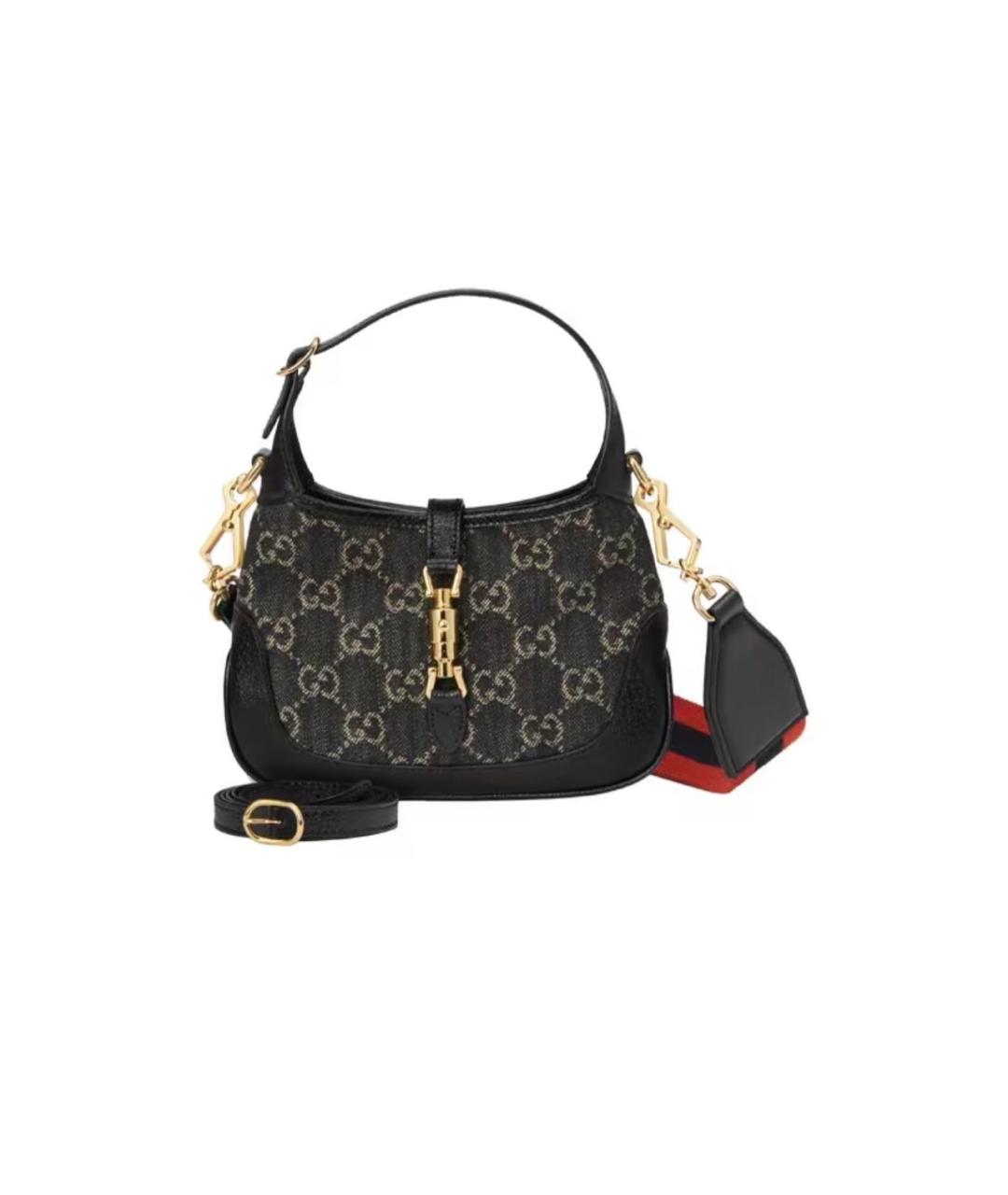 GUCCI Черная деним сумка с короткими ручками, фото 1