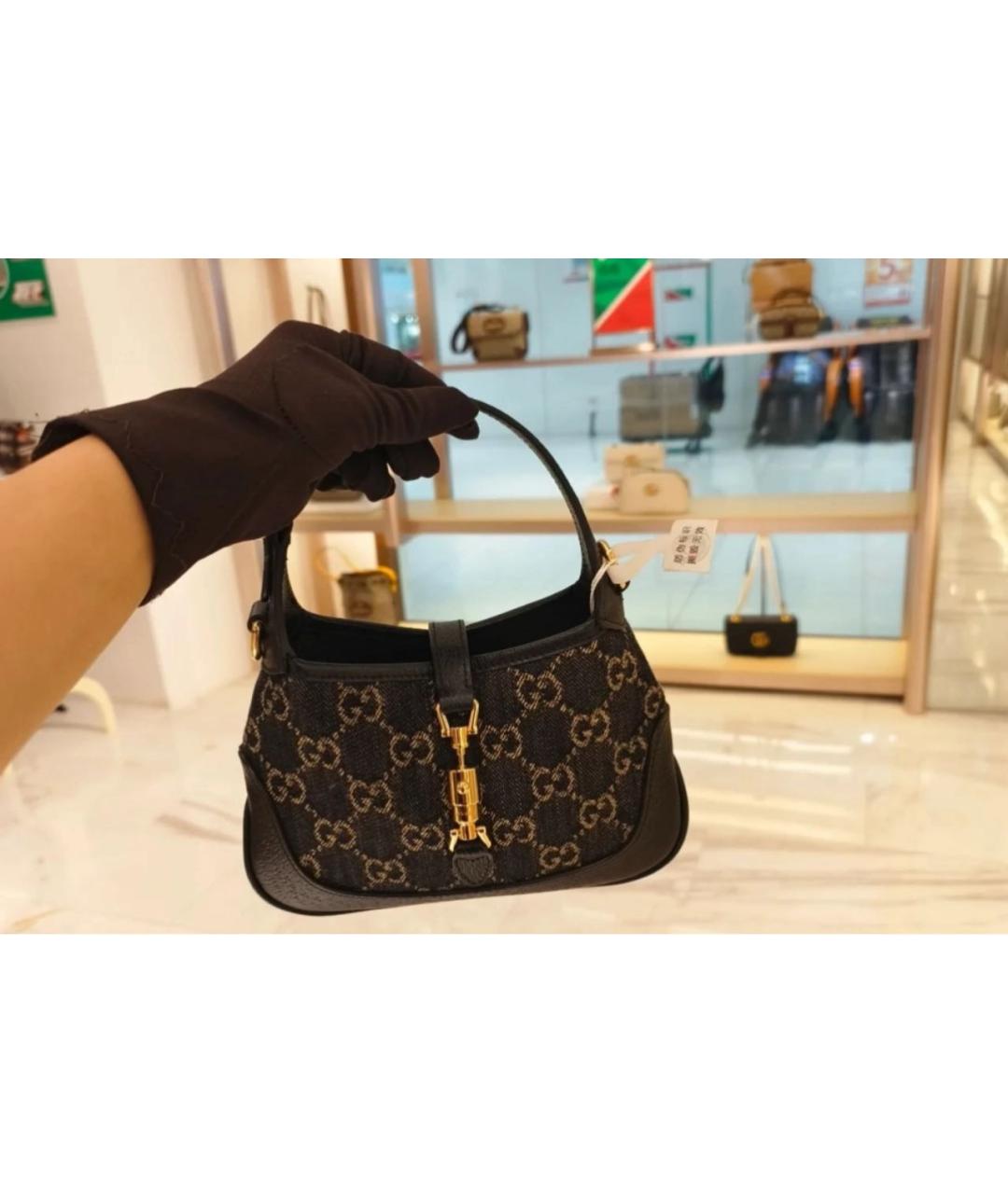 GUCCI Черная деним сумка с короткими ручками, фото 8