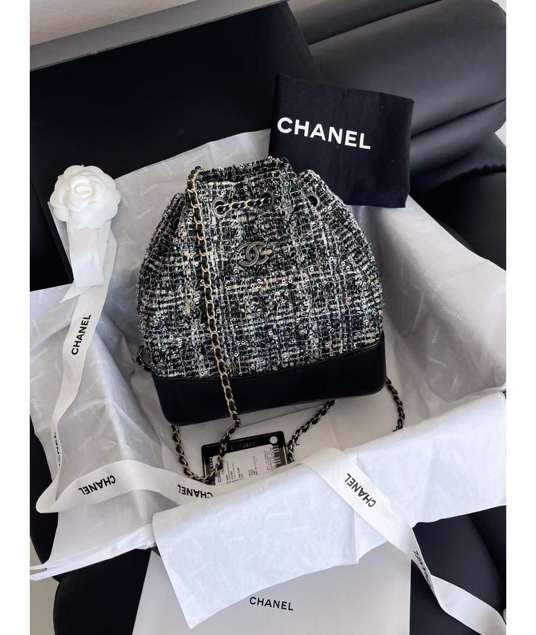 CHANEL Черный твидовый рюкзак, фото 8