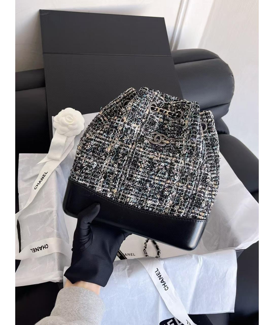 CHANEL Черный твидовый рюкзак, фото 2