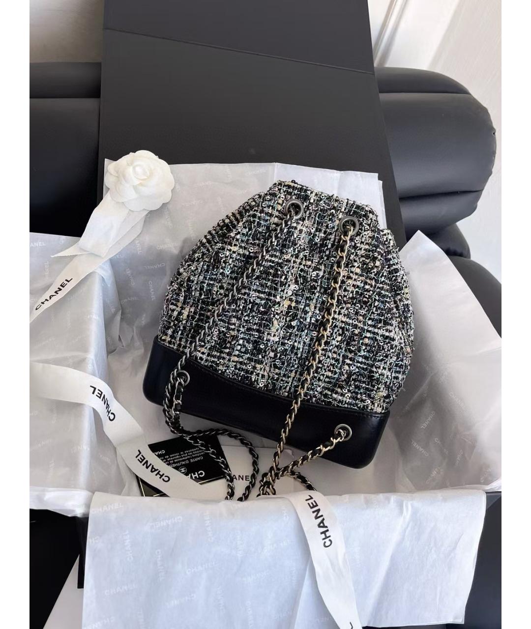 CHANEL Черный твидовый рюкзак, фото 3