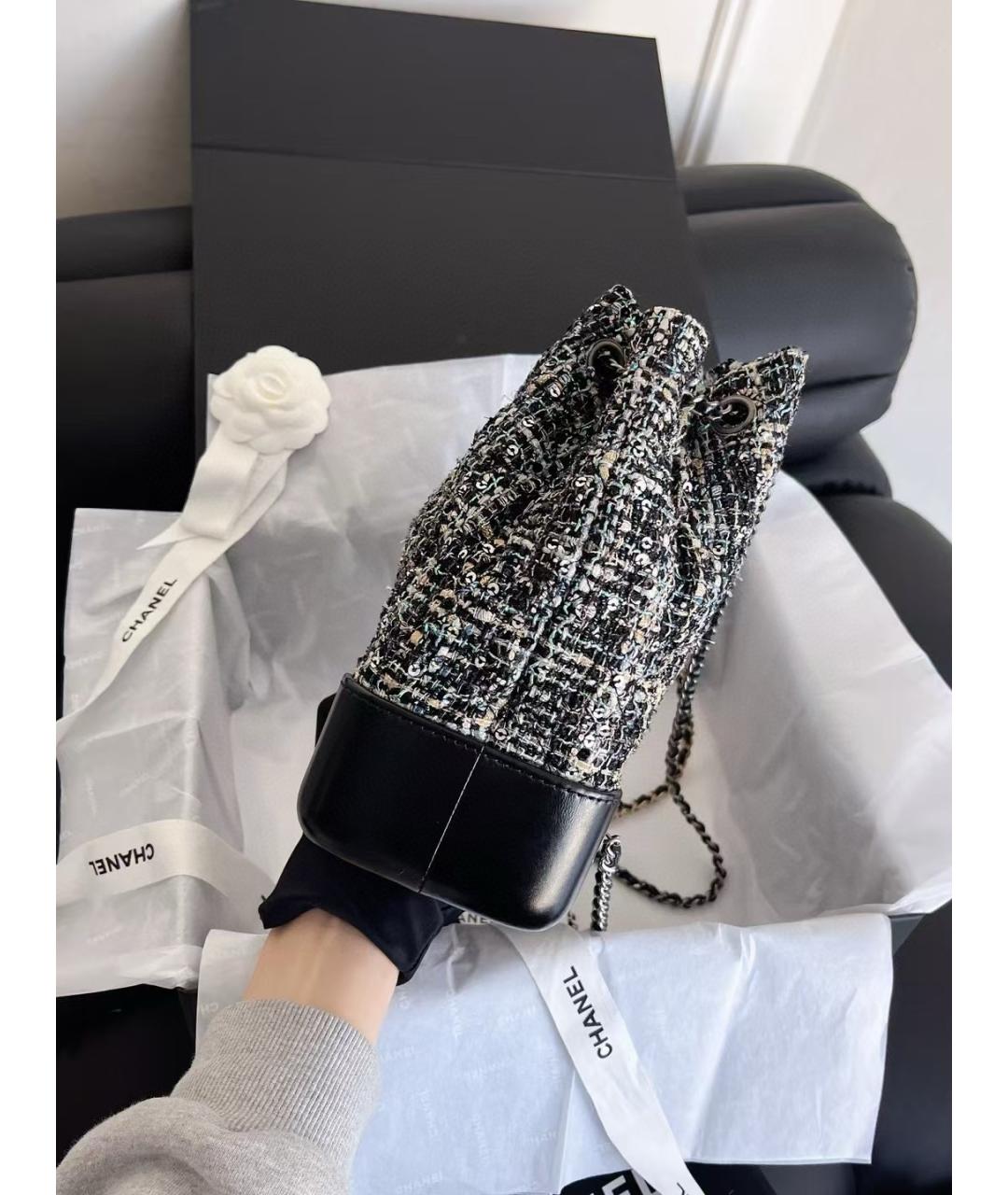 CHANEL Черный твидовый рюкзак, фото 4