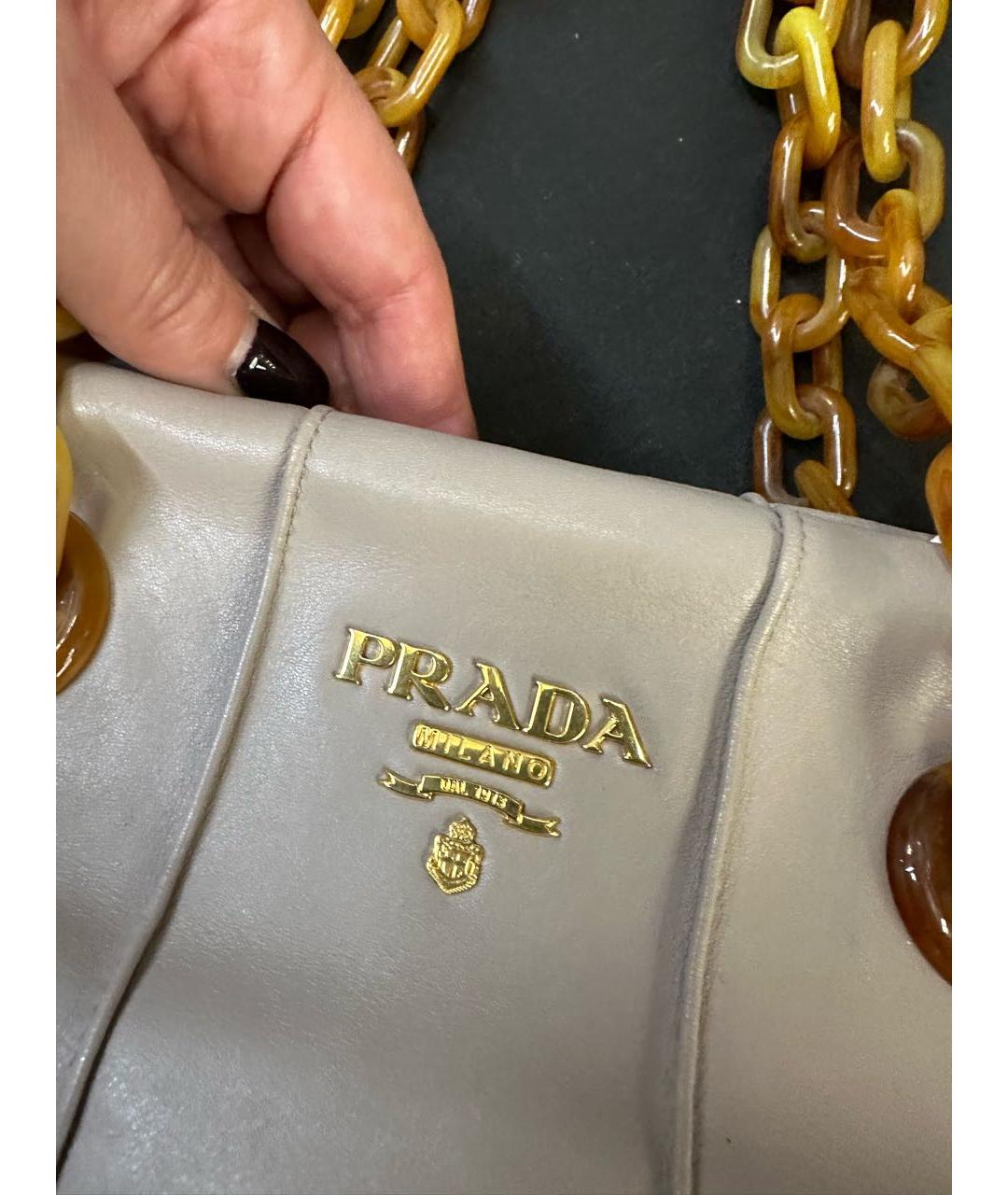 PRADA Бежевая кожаная сумка тоут, фото 2
