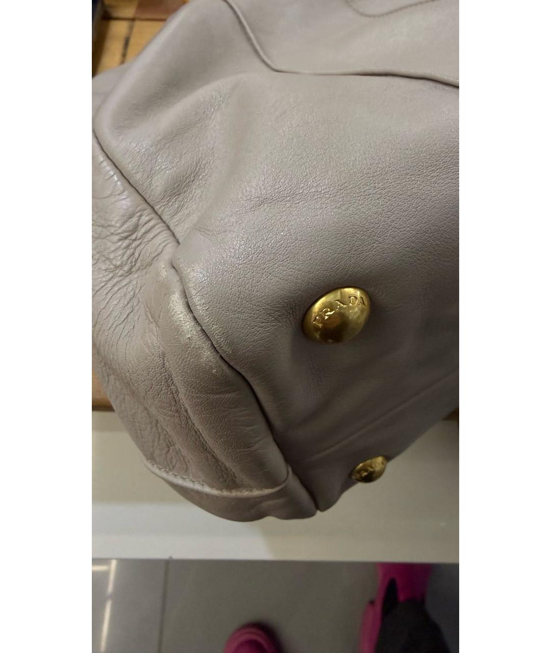 PRADA Бежевая кожаная сумка тоут, фото 7