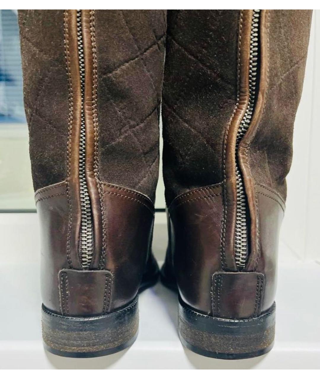 CHANEL Коричневые кожаные сапоги, фото 4