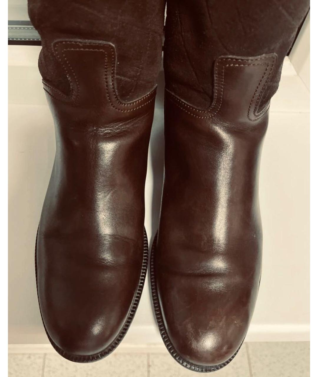CHANEL Коричневые кожаные сапоги, фото 3
