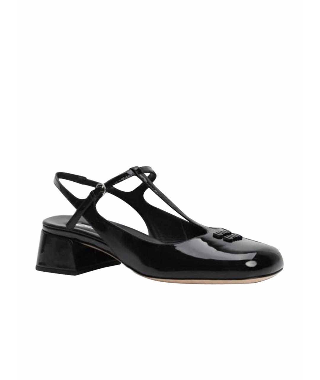 MIU MIU Черные туфли из лакированной кожи, фото 1