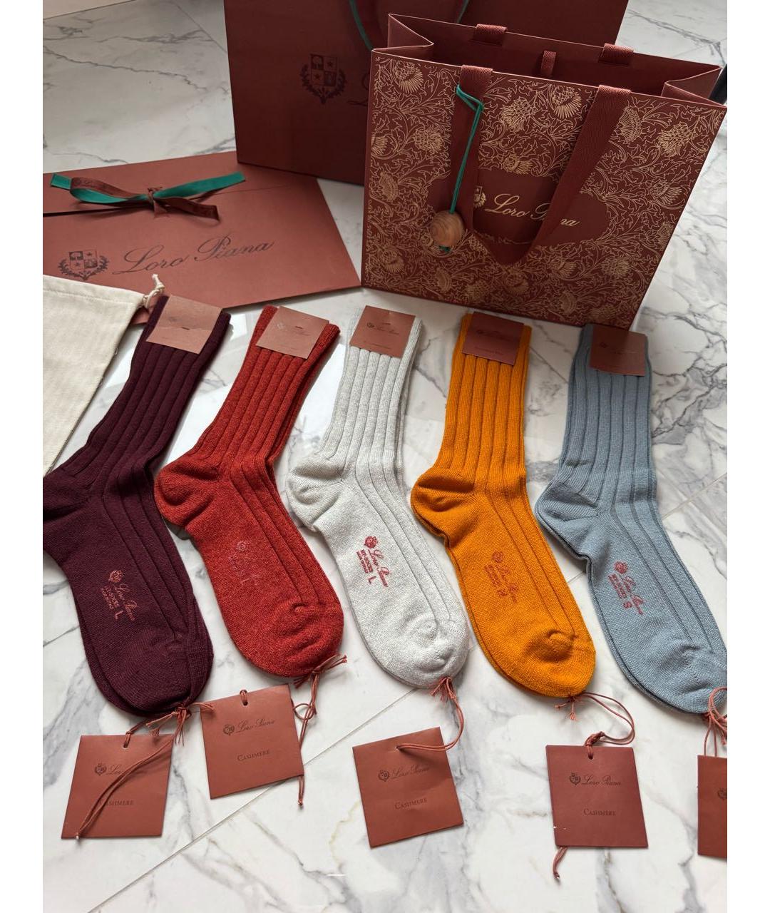 LORO PIANA Оранжевое носки, чулки и колготы, фото 5