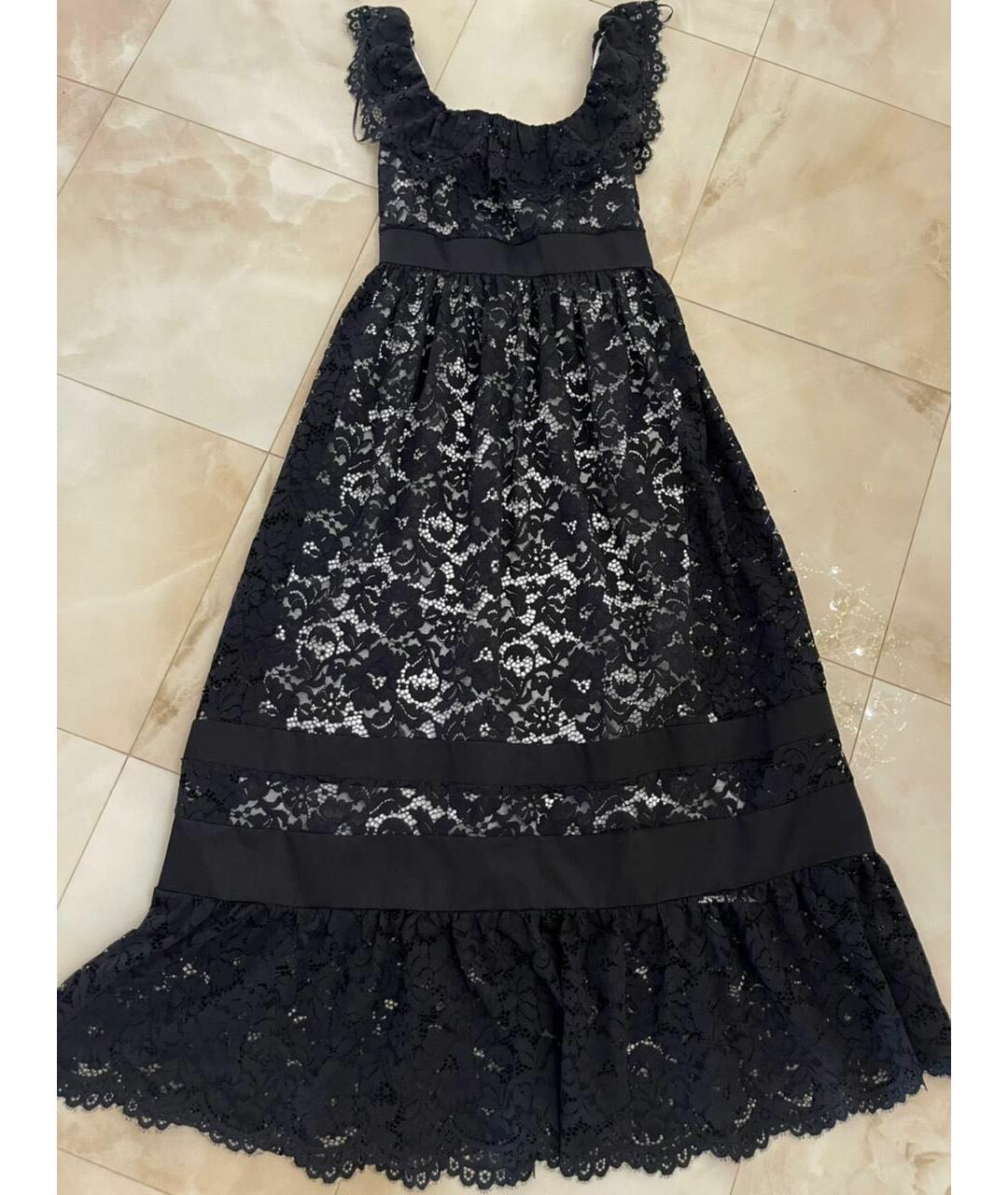 TWIN-SET Черное кружевное вечернее платье, фото 4