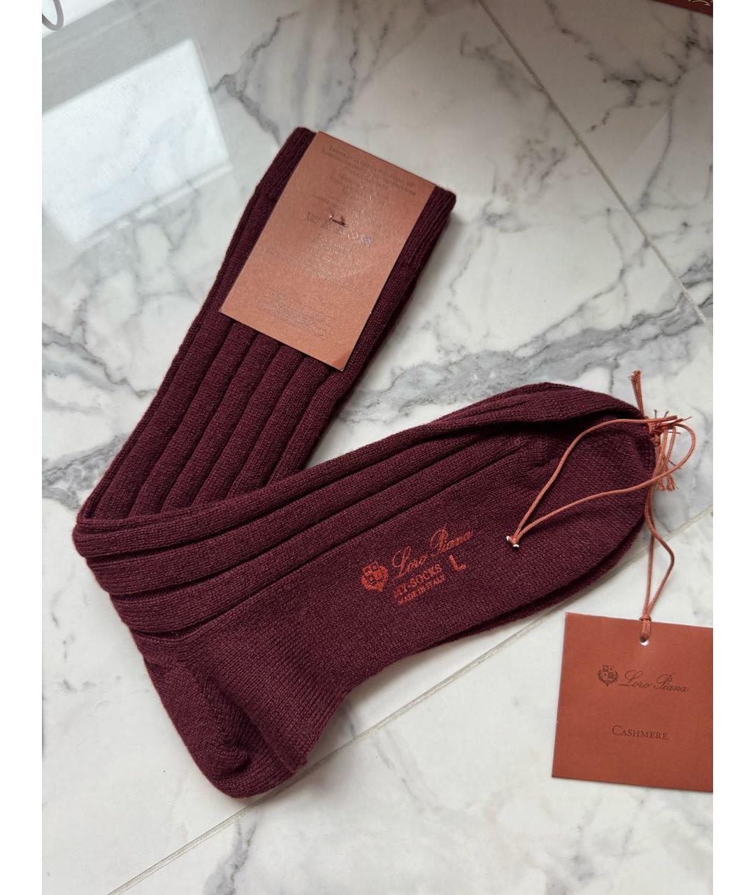 LORO PIANA Бордовые носки, чулки и колготы, фото 5