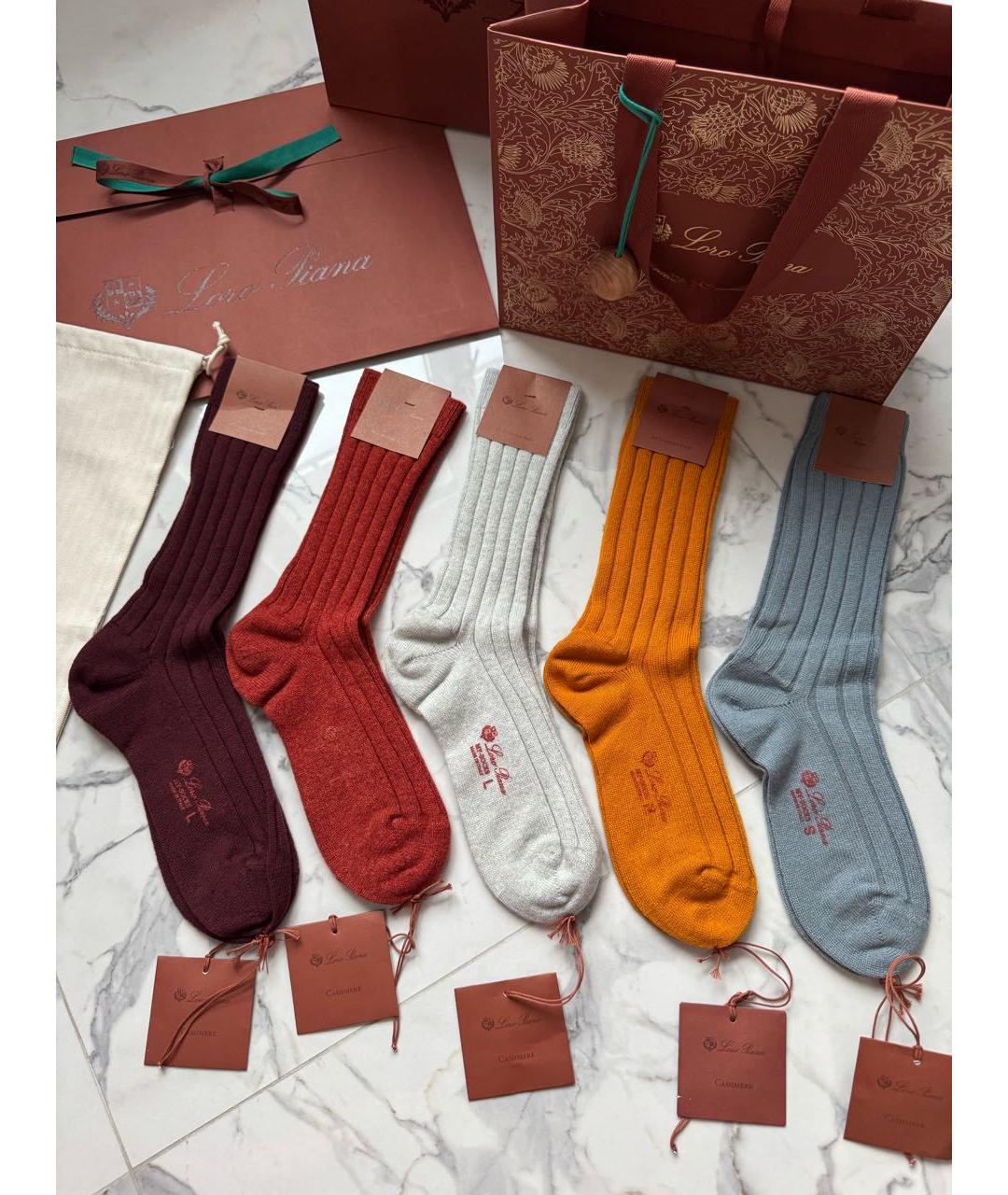 LORO PIANA Бордовые носки, чулки и колготы, фото 6