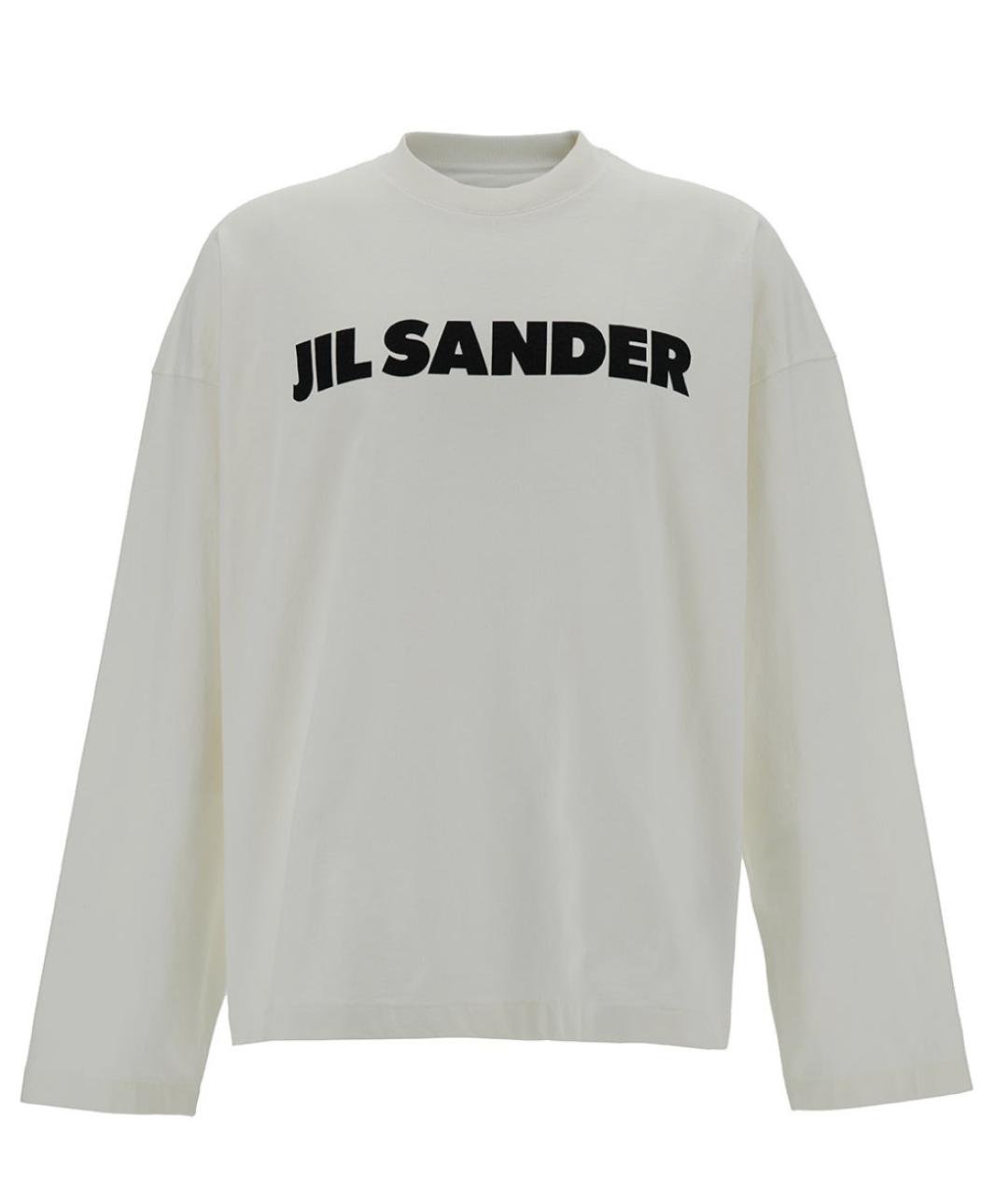JIL SANDER Белое хлопковое поло с длинным рукавом, фото 1