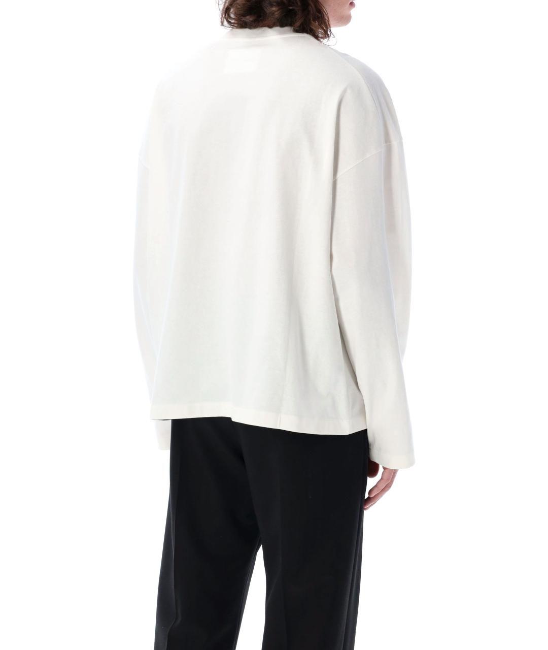 JIL SANDER Белое хлопковое поло с длинным рукавом, фото 3