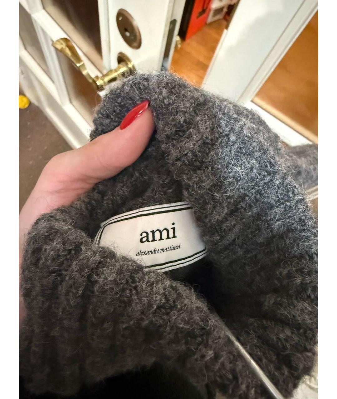 Ami Paris Серый шерстяной джемпер / свитер, фото 3