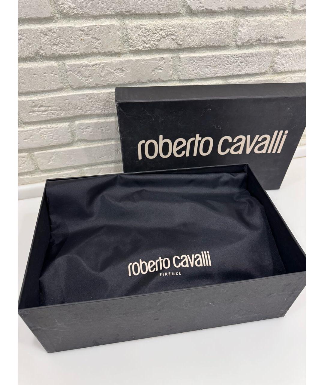 ROBERTO CAVALLI Черные кожаные низкие ботинки, фото 7