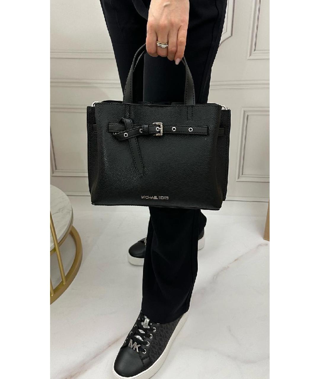 MICHAEL KORS Черная кожаная сумка тоут, фото 6