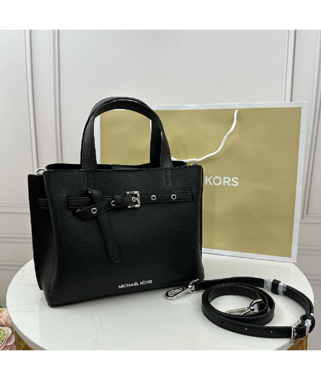 MICHAEL KORS Черная кожаная сумка тоут, фото 7