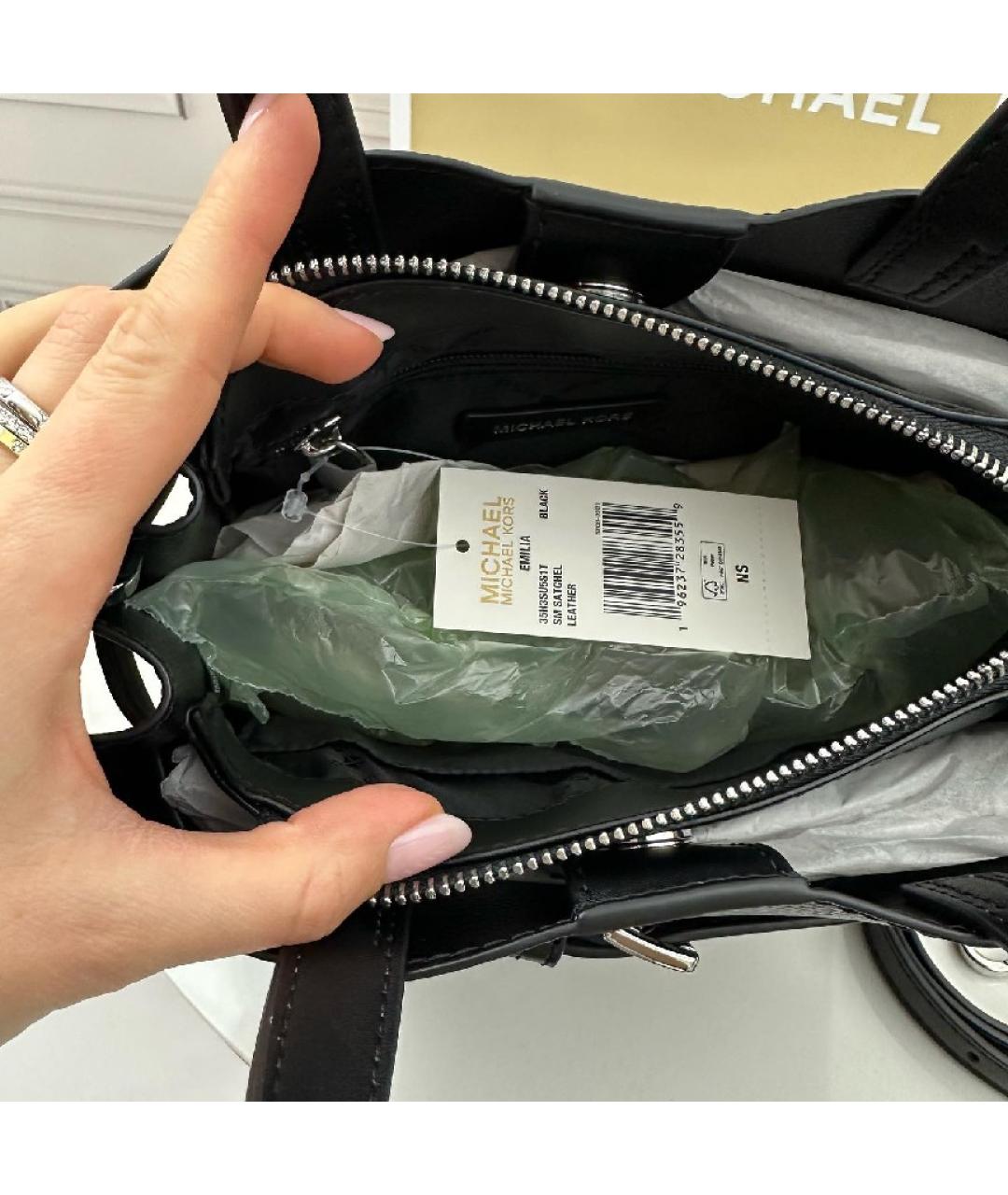 MICHAEL KORS Черная кожаная сумка тоут, фото 5