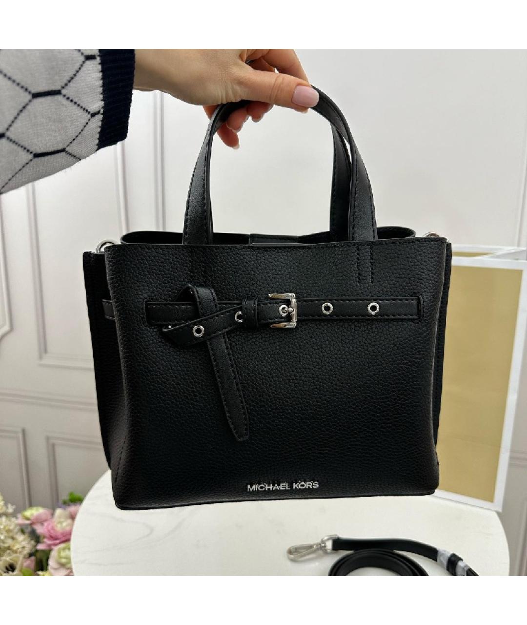 MICHAEL KORS Черная кожаная сумка тоут, фото 2