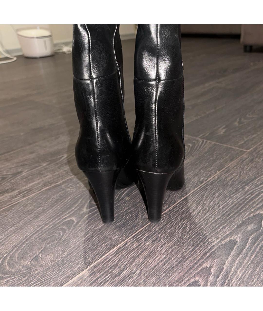 SAINT LAURENT Черные кожаные ботфорты, фото 4