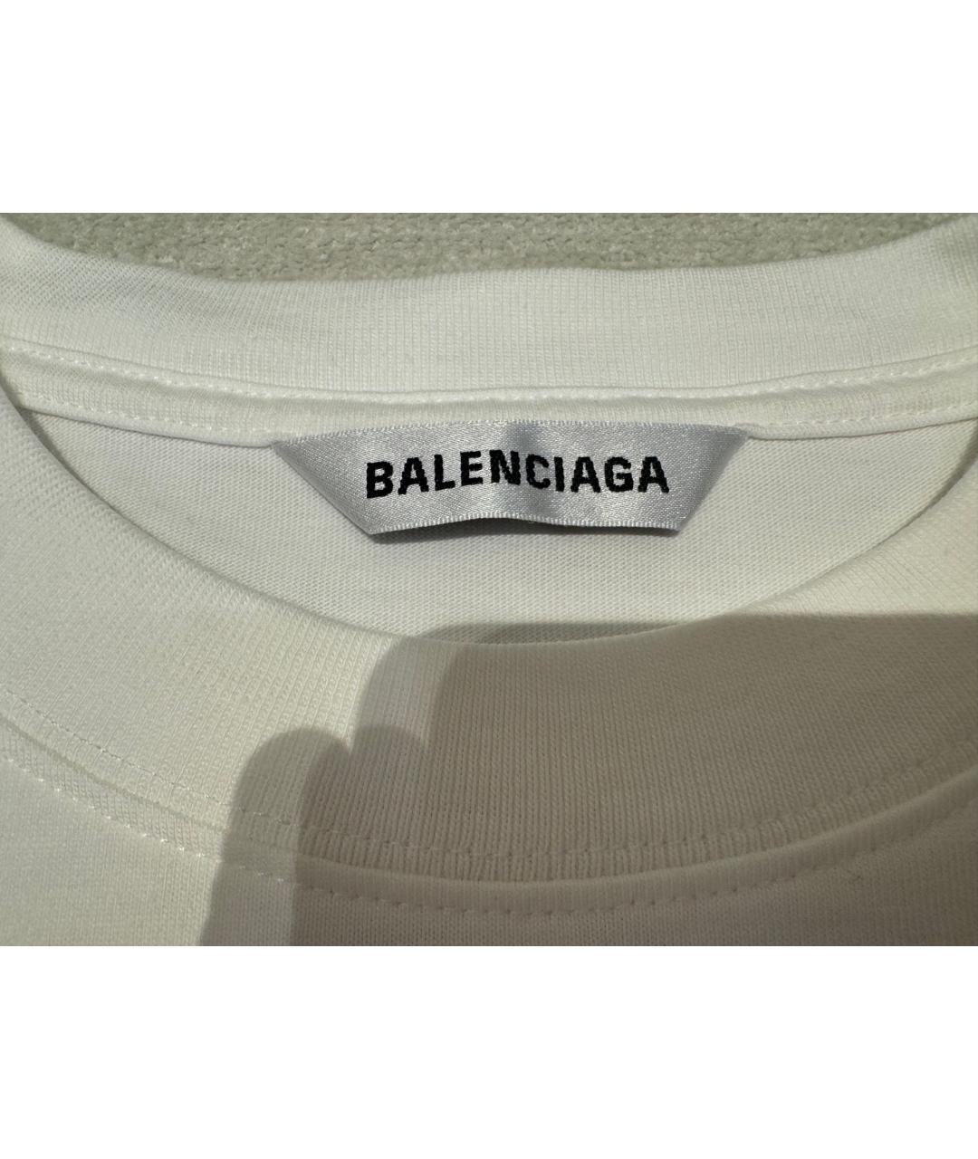 BALENCIAGA Белая хлопковая футболка, фото 4