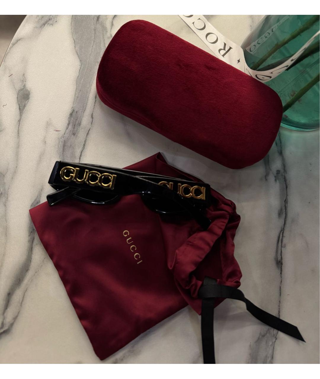 GUCCI Черные пластиковые солнцезащитные очки, фото 7