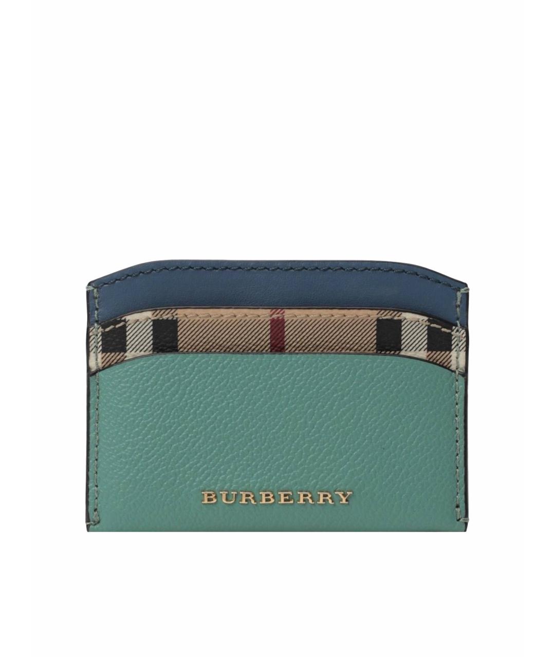 BURBERRY Бирюзовый кожаный кардхолдер, фото 1