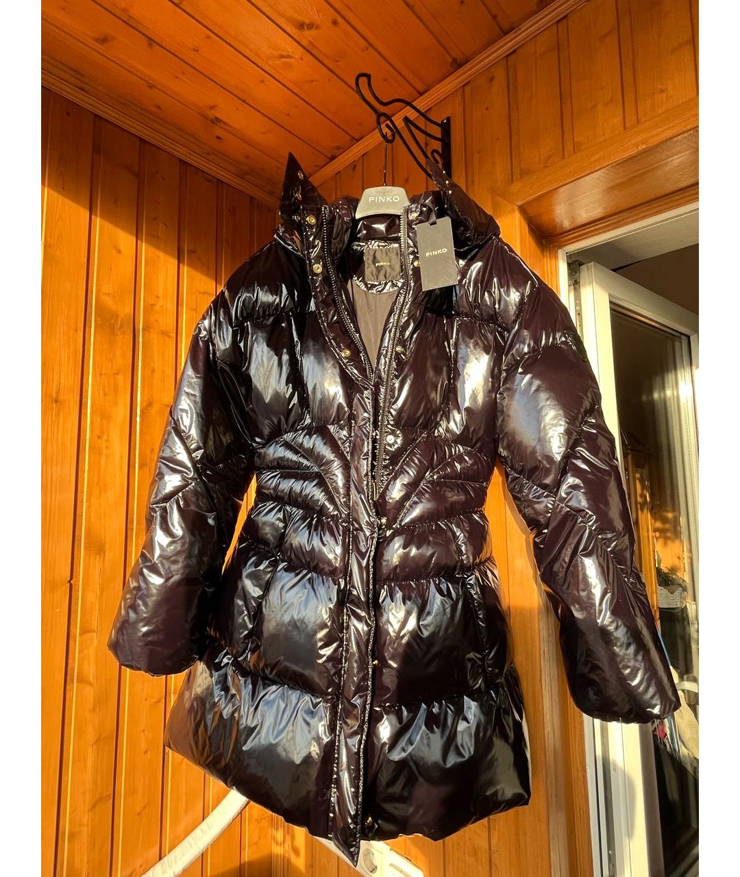 PINKO Черный полиэстеровый пуховик, фото 7