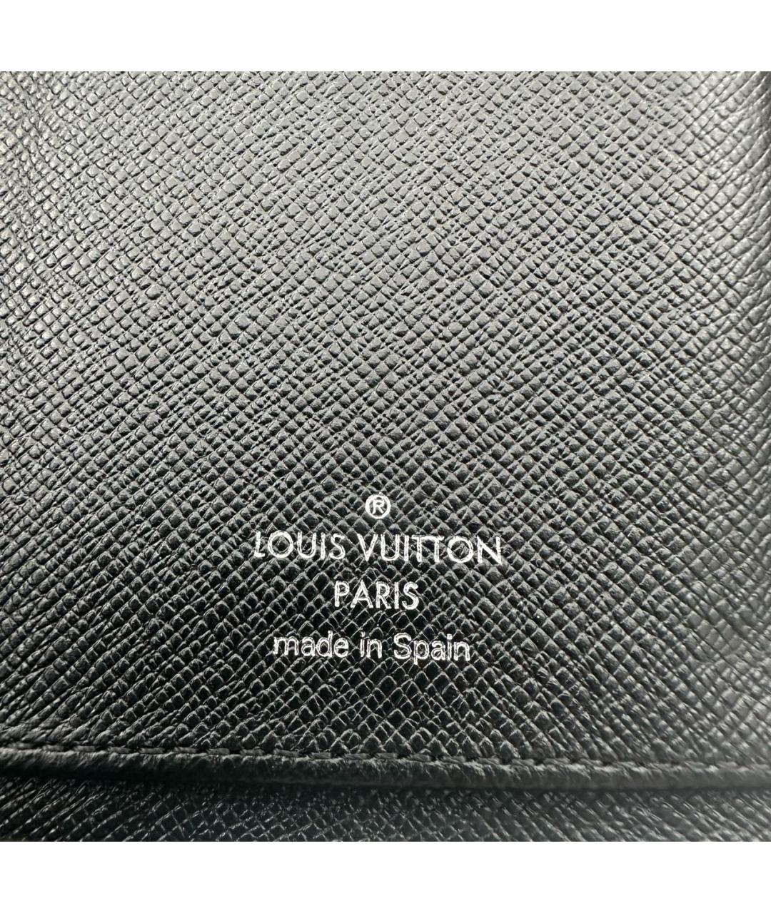 LOUIS VUITTON Черный кожаный кошелек, фото 4