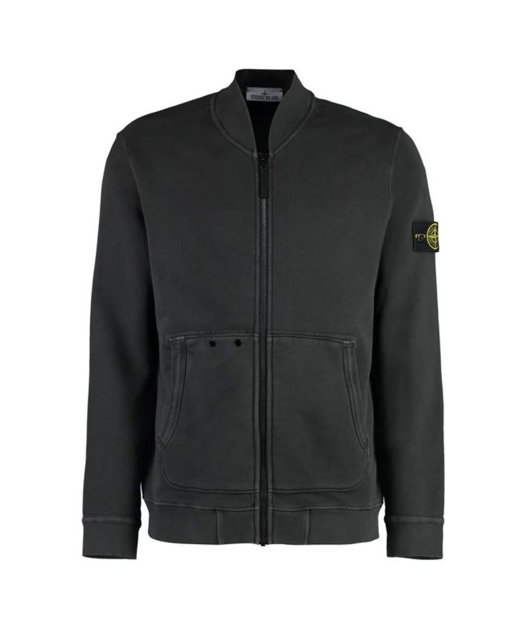 STONE ISLAND Антрацитовый хлопковый кардиган, фото 1