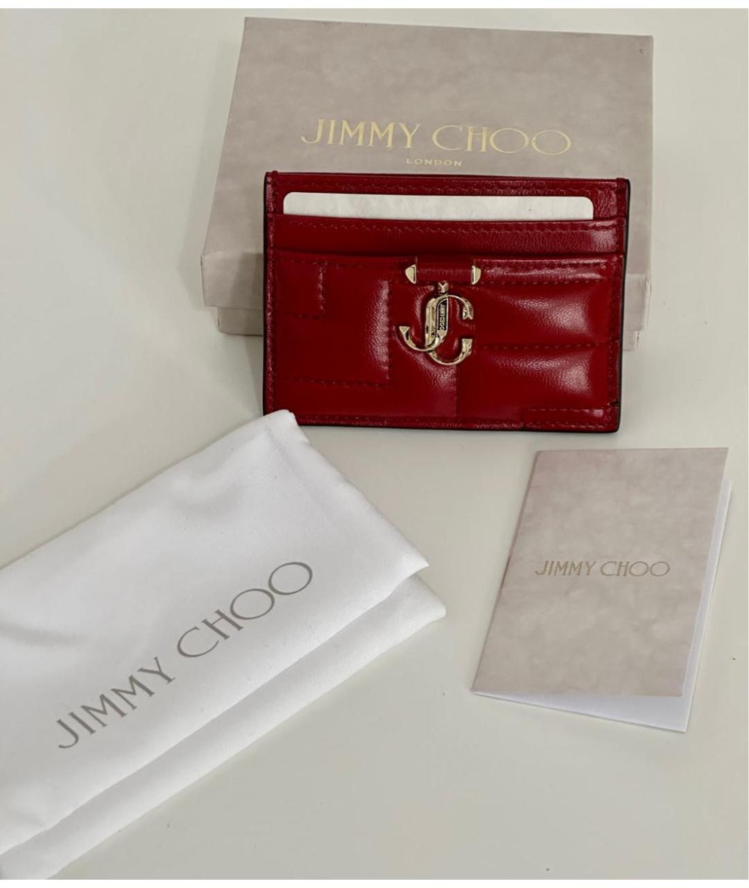 JIMMY CHOO Бордовый кожаный кардхолдер, фото 6