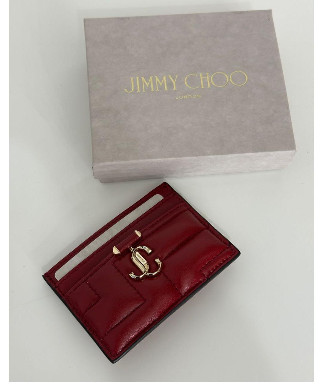 JIMMY CHOO Бордовый кожаный кардхолдер, фото 8