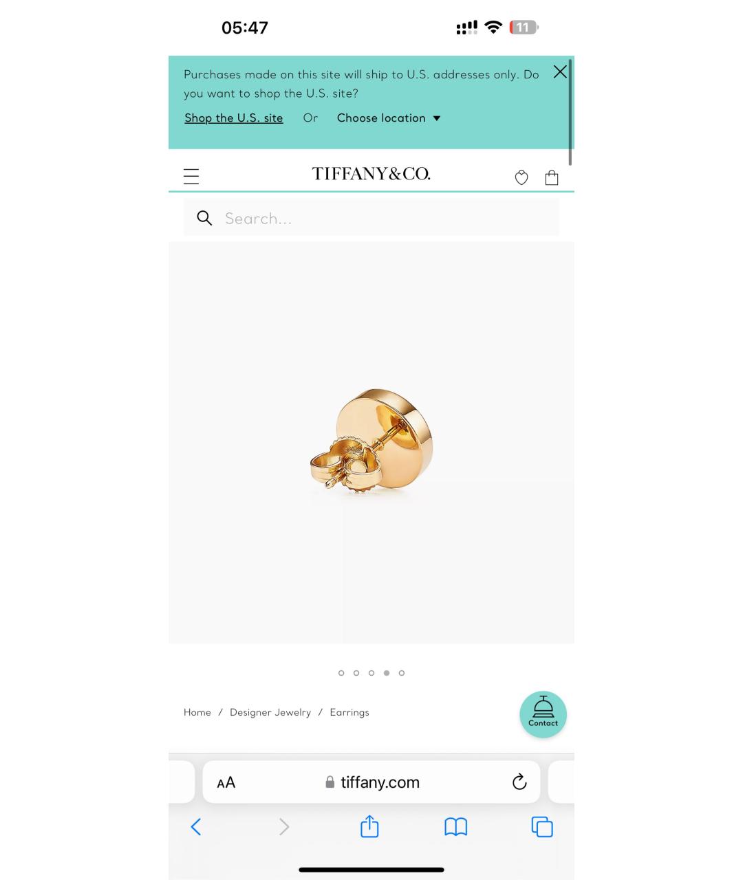 TIFFANY&CO Золотые серьги из желтого золота, фото 3