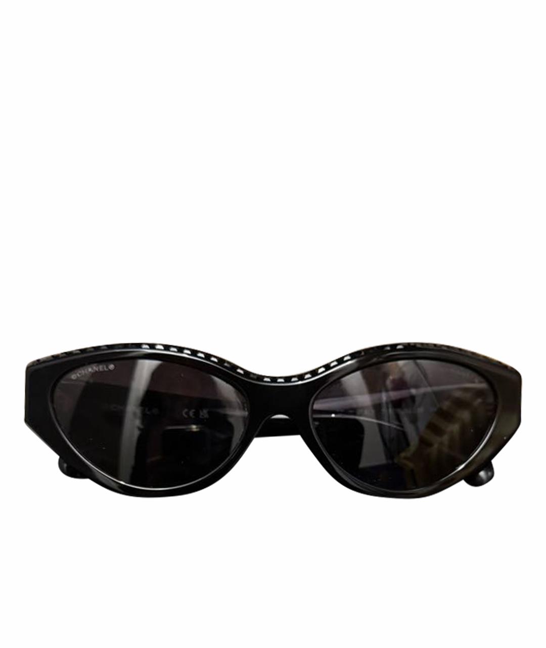 CHANEL Черные пластиковые солнцезащитные очки, фото 1
