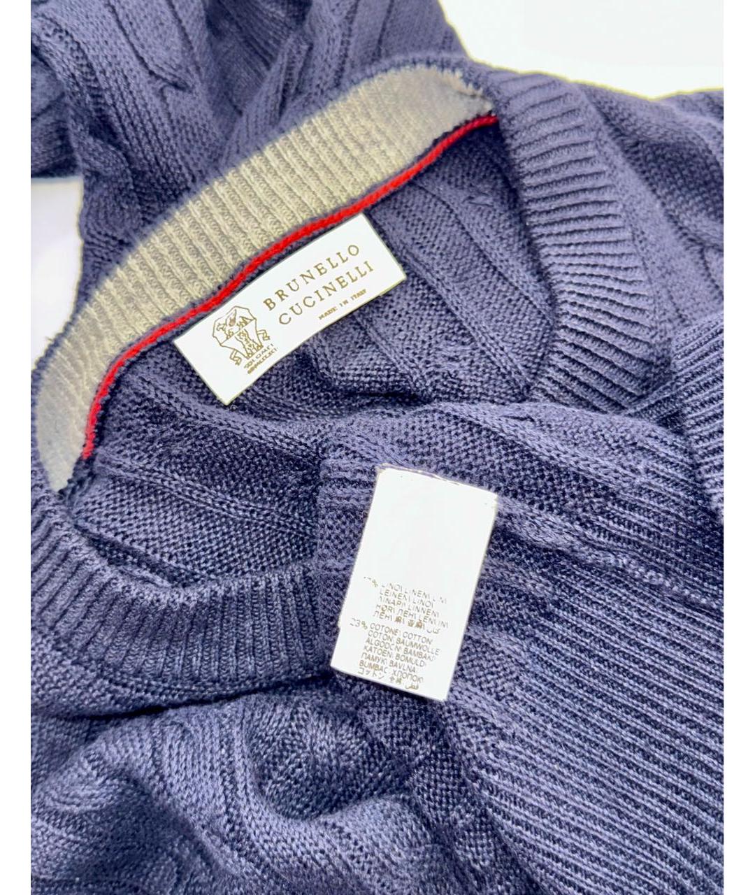BRUNELLO CUCINELLI Синий льняной джемпер / свитер, фото 2