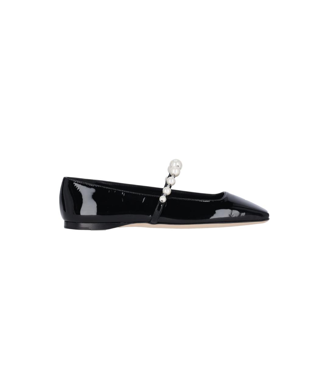 JIMMY CHOO Черные балетки из лакированной кожи, фото 1