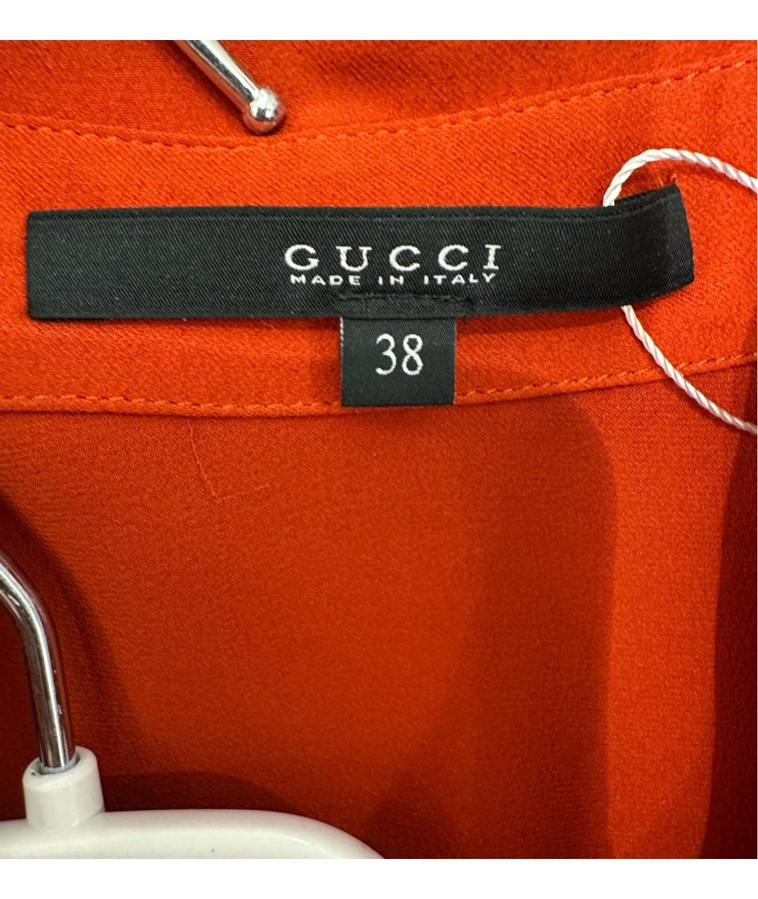 GUCCI Оранжевая шелковая блузы, фото 3